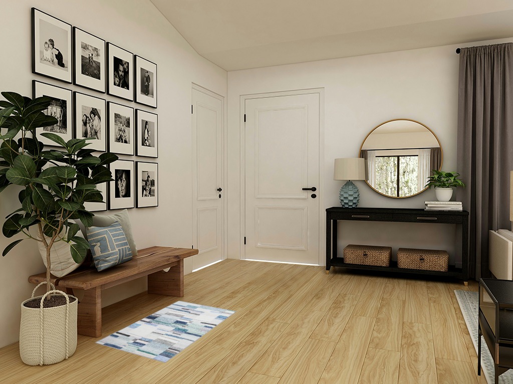 Round entryway rug ideas in Transitional Minimalistic Entryway