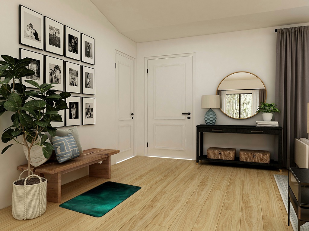 Green rug ideas in Transitional Minimalistic Entryway