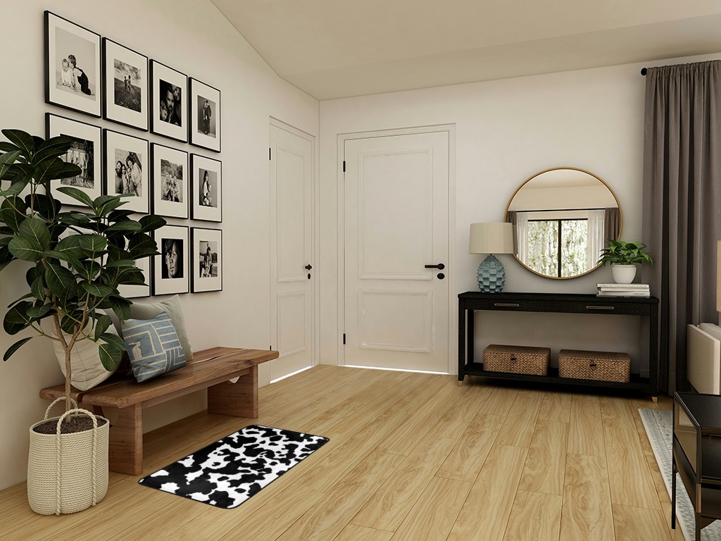 Black and white rug ideas in Transitional Minimalistic Entryway