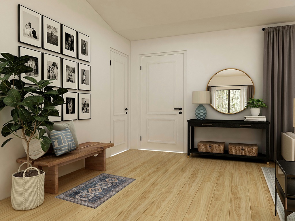 Round entryway rug ideas in Transitional Minimalistic Entryway