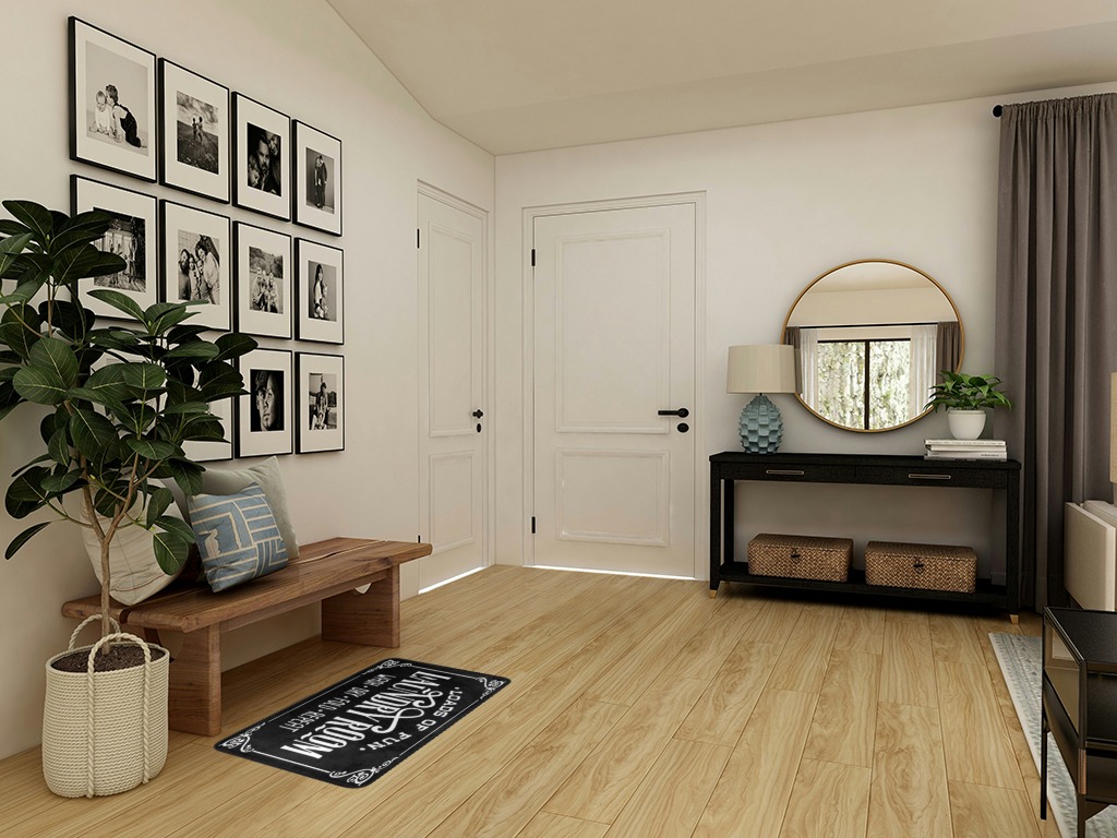 Round entryway rug ideas in Transitional Minimalistic Entryway