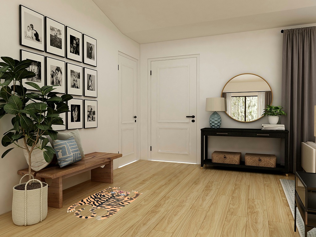 Round entryway rug ideas in Transitional Minimalistic Entryway