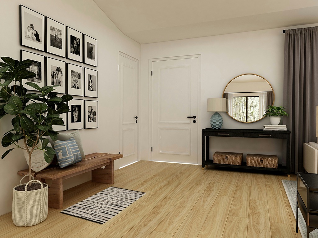 Farmhouse rug ideas in Transitional Minimalistic Entryway