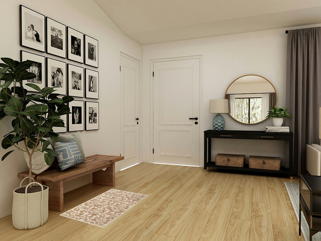 Round entryway rug ideas in Transitional Minimalistic Entryway