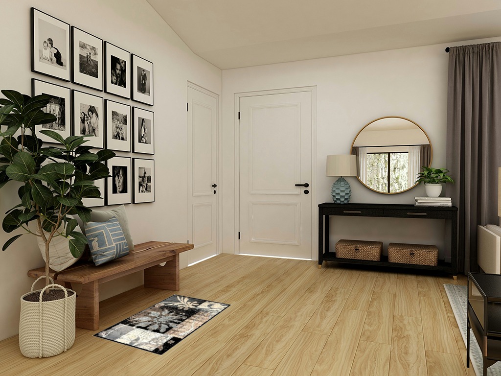 Round entryway rug ideas in Transitional Minimalistic Entryway