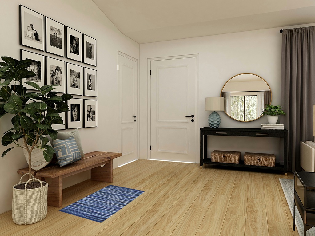 Blue rug ideas in Transitional Minimalistic Entryway