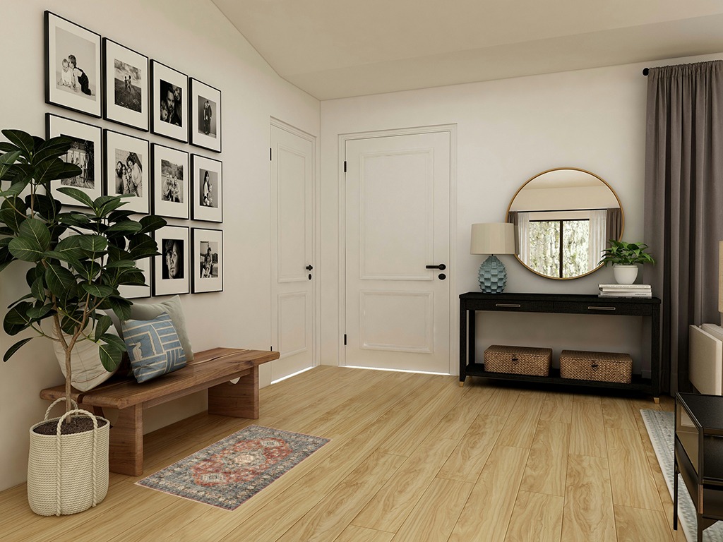 Round entryway rug ideas in Transitional Minimalistic Entryway