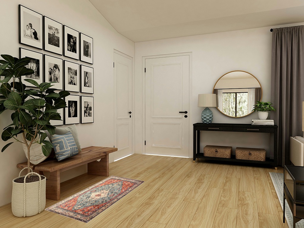 Round entryway rug ideas in Transitional Minimalistic Entryway