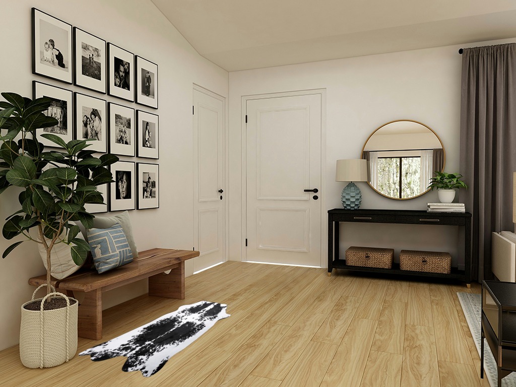 Faux fur rug ideas in Transitional Minimalistic Entryway