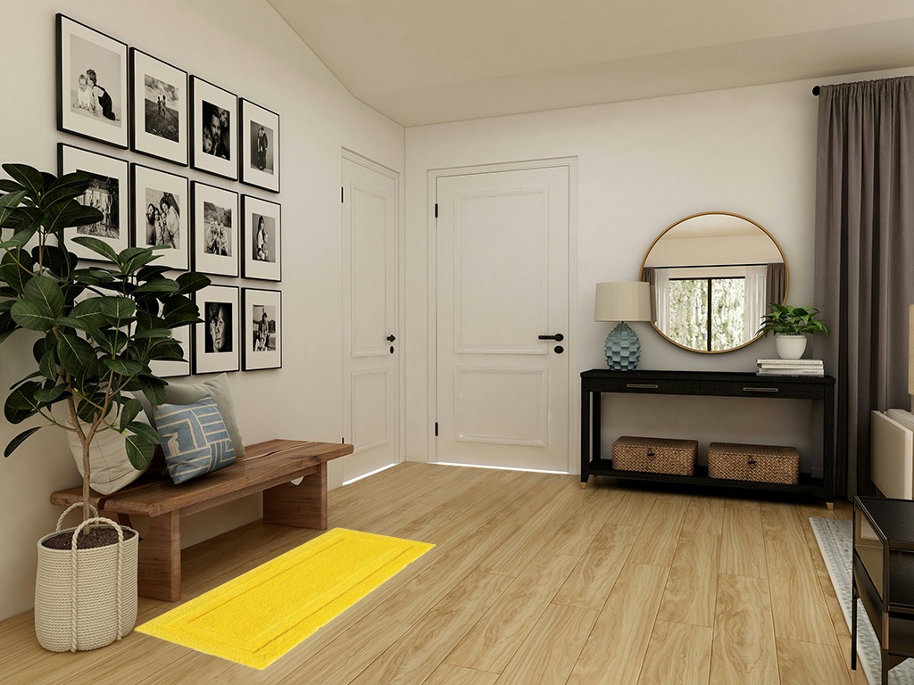Round entryway rug ideas in Transitional Minimalistic Entryway