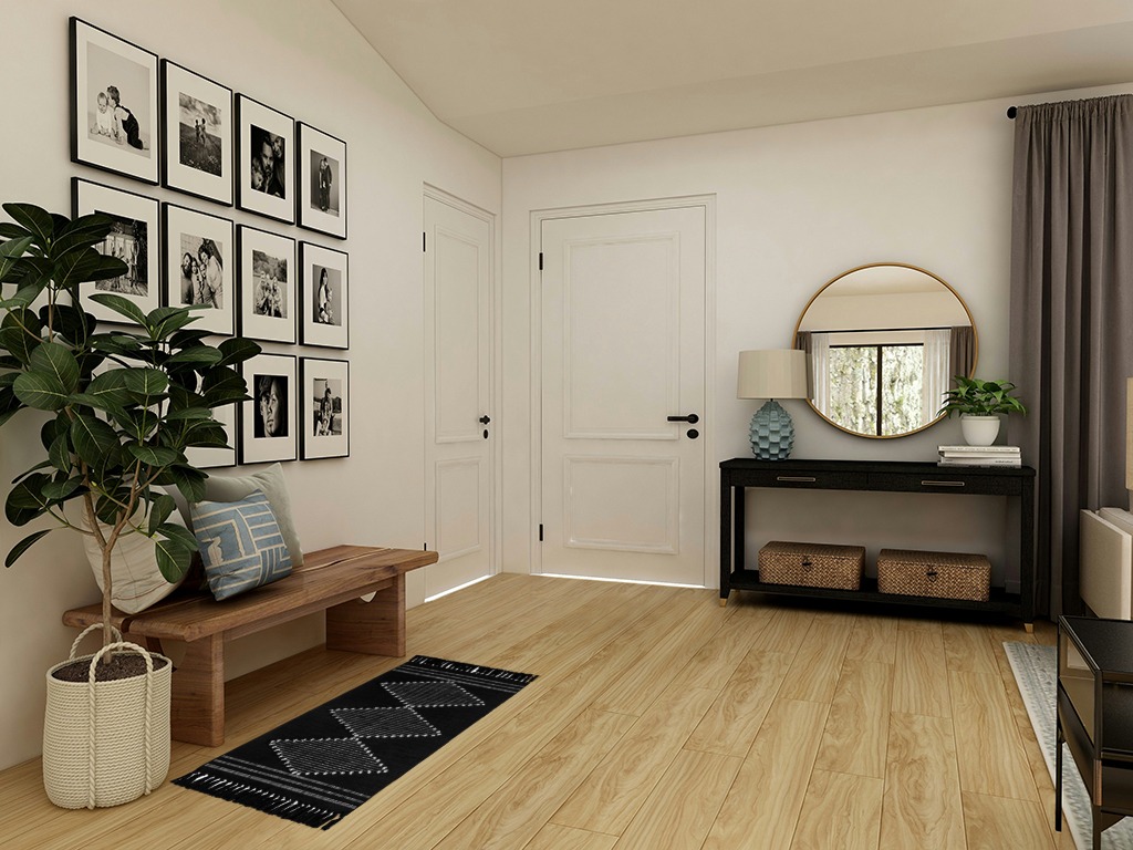 Round entryway rug ideas in Transitional Minimalistic Entryway