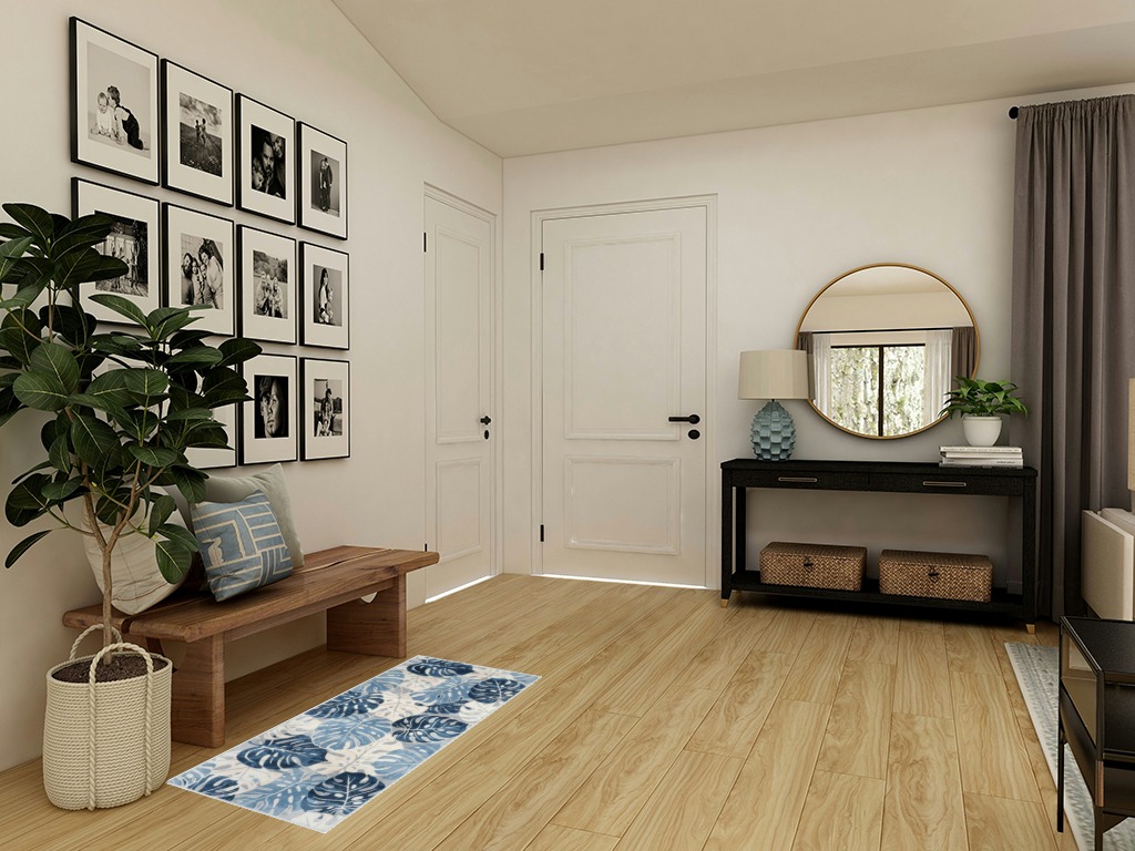 Round entryway rug ideas in Transitional Minimalistic Entryway