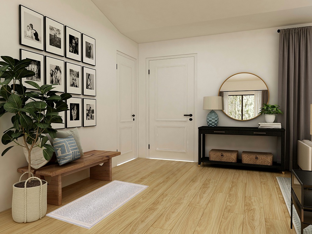 Front porch rugs ideas in Transitional Minimalistic Entryway