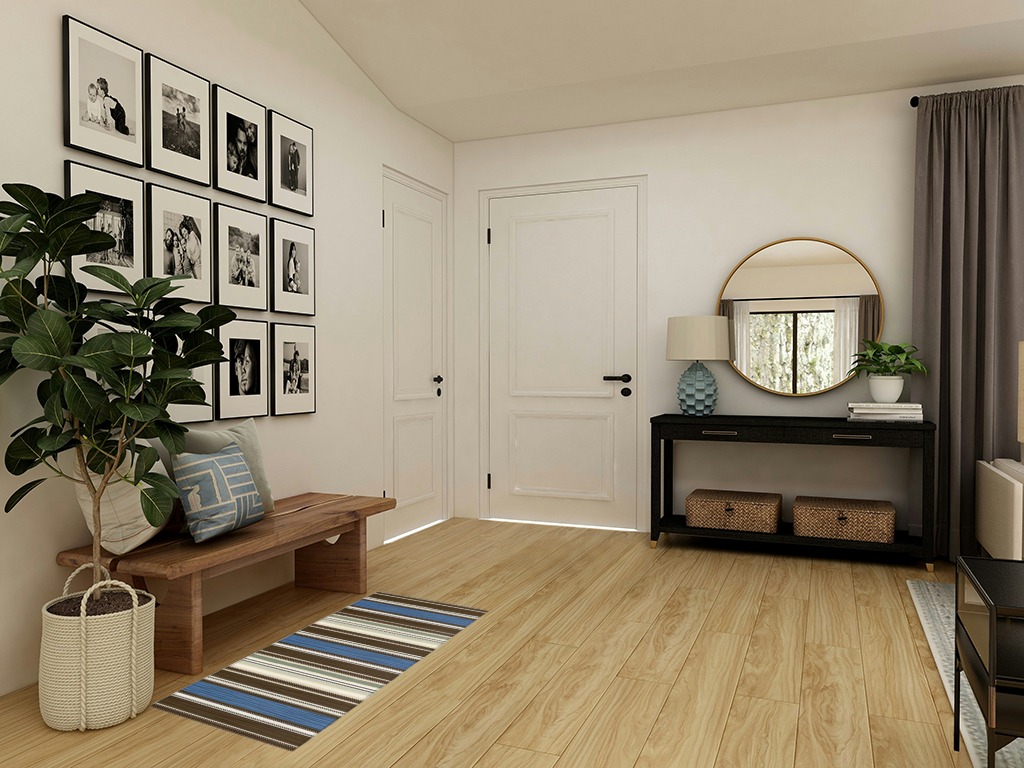 Round entryway rug ideas in Transitional Minimalistic Entryway