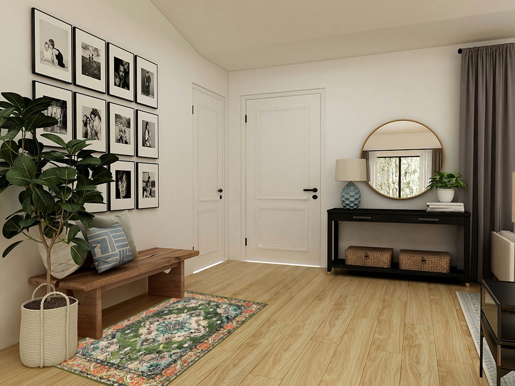 Front porch rugs ideas in Transitional Minimalistic Entryway