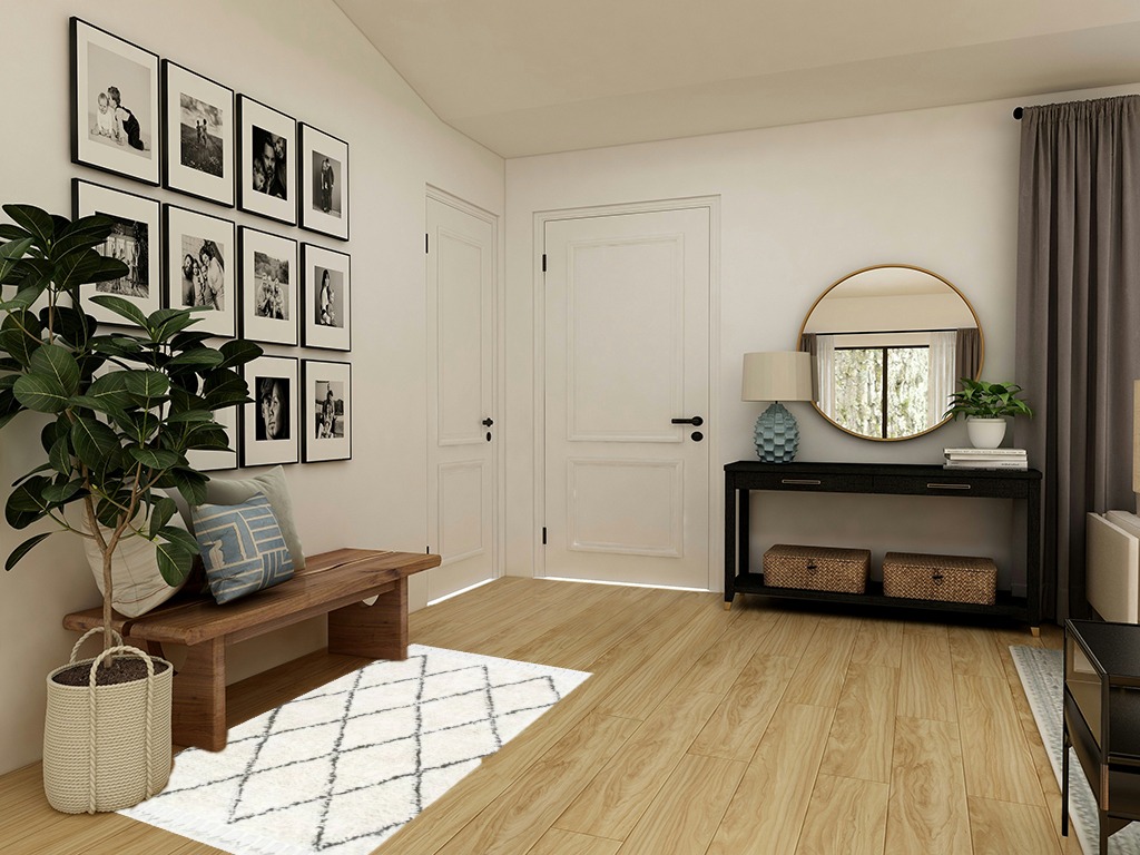 Front porch rugs ideas in Transitional Minimalistic Entryway