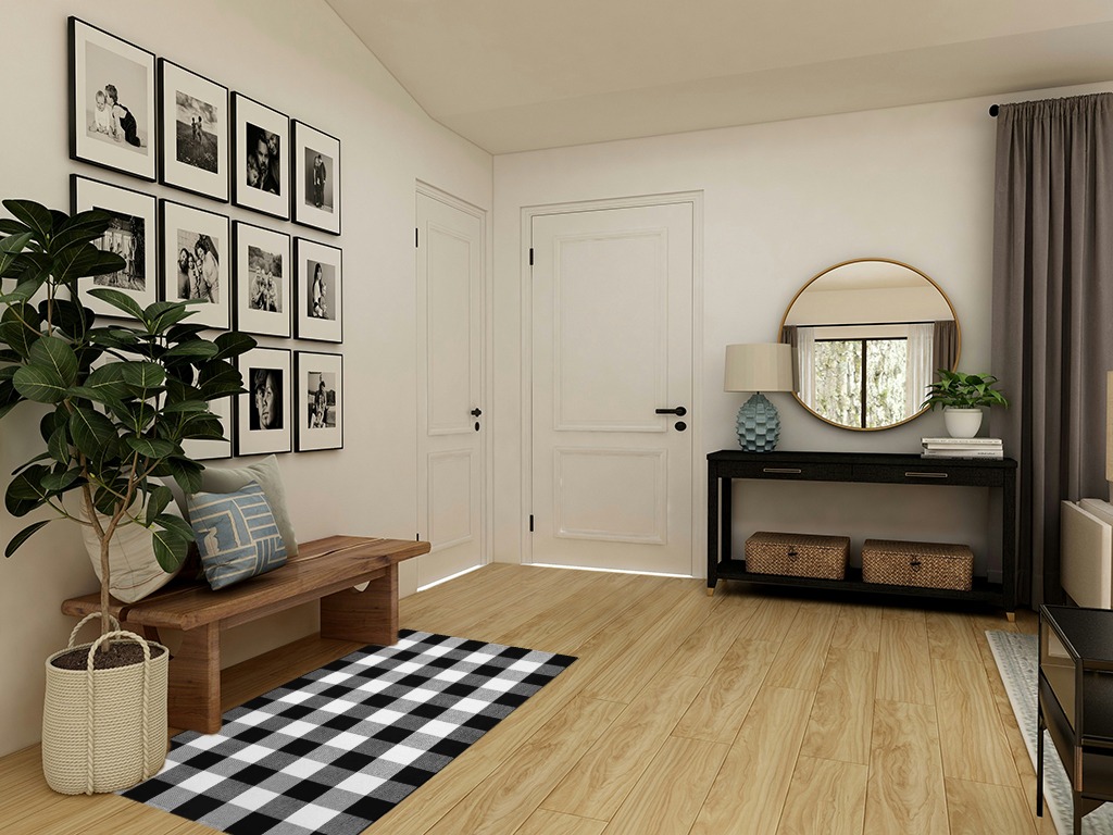 Round entryway rug ideas in Transitional Minimalistic Entryway
