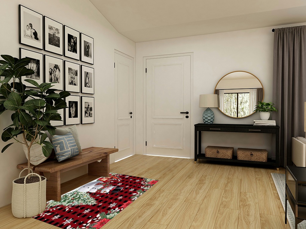 Round entryway rug ideas in Transitional Minimalistic Entryway