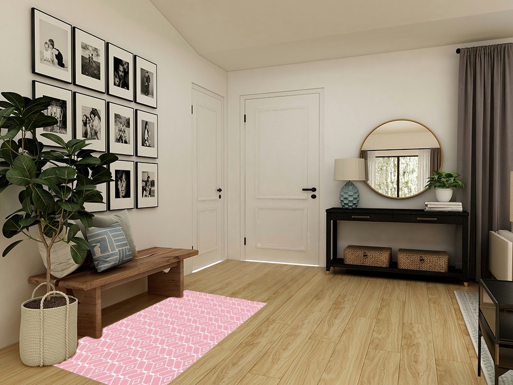 Round entryway rug ideas in Transitional Minimalistic Entryway