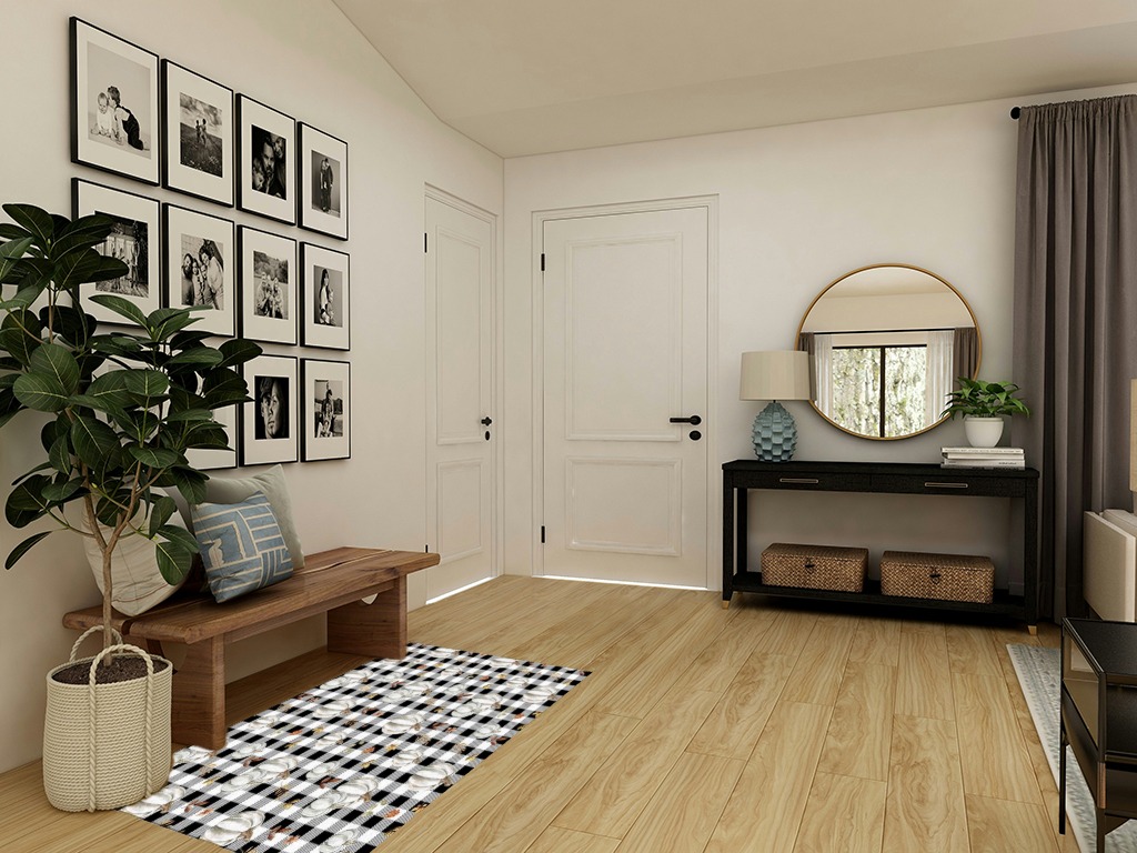 Round entryway rug ideas in Transitional Minimalistic Entryway