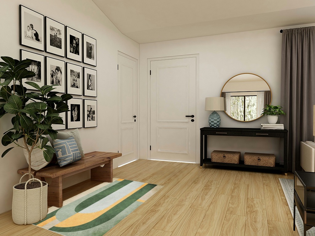Round entryway rug ideas in Transitional Minimalistic Entryway