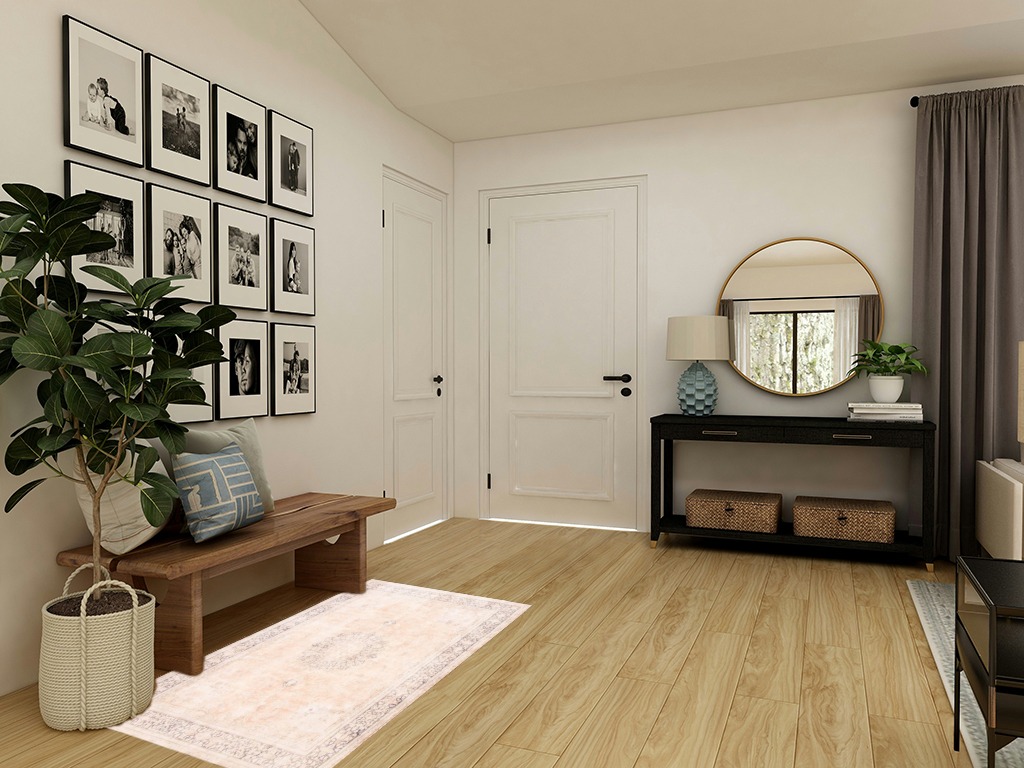 Round entryway rug ideas in Transitional Minimalistic Entryway