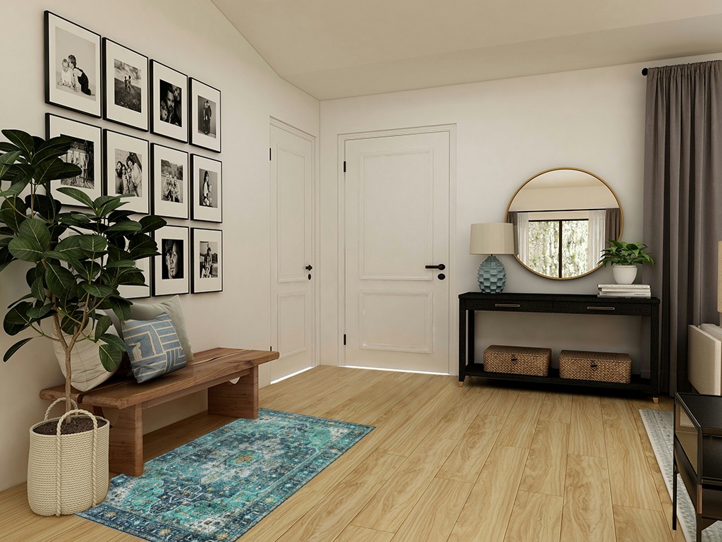 Round entryway rug ideas in Transitional Minimalistic Entryway