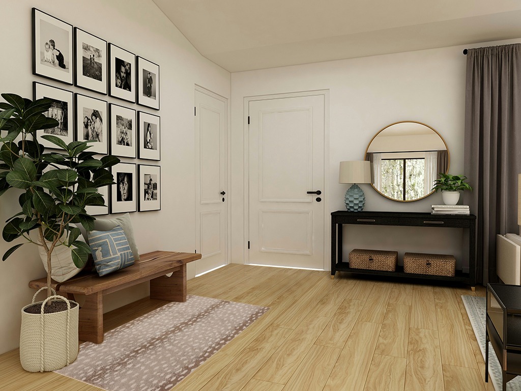 Front porch rugs ideas in Transitional Minimalistic Entryway