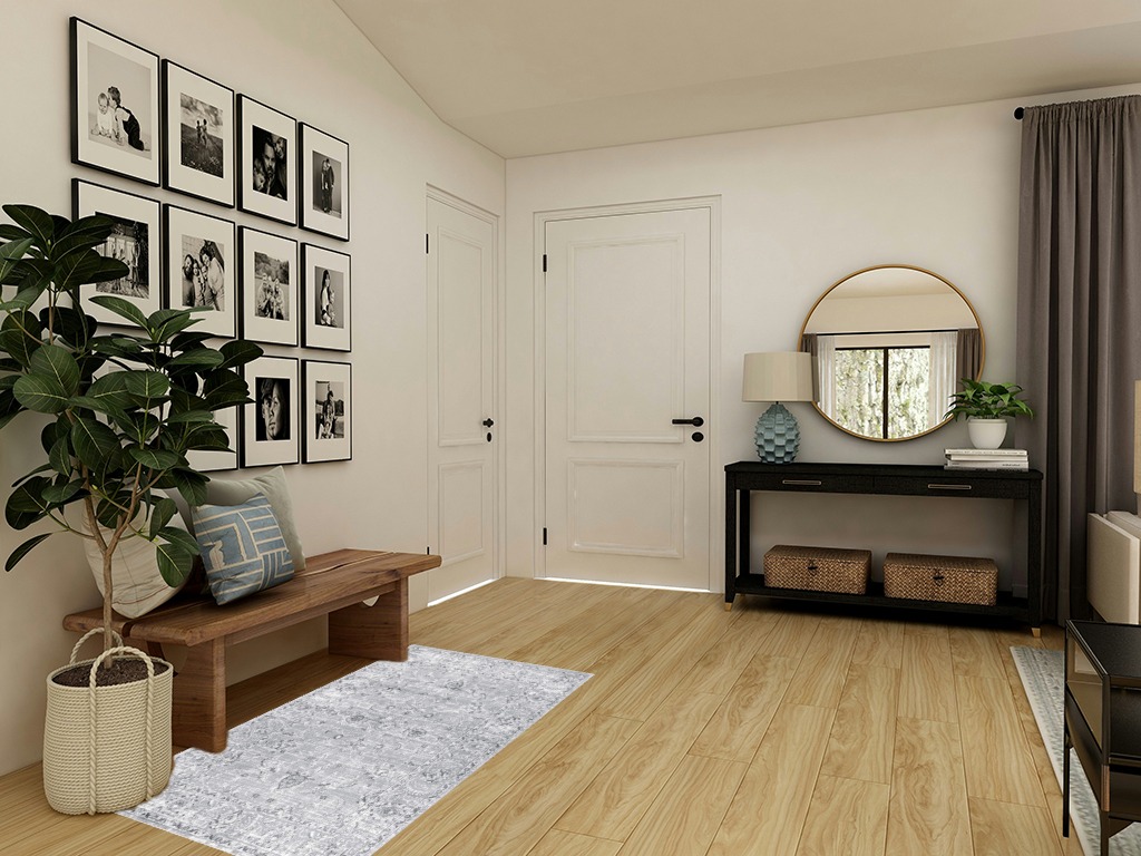 Front porch rugs ideas in Transitional Minimalistic Entryway