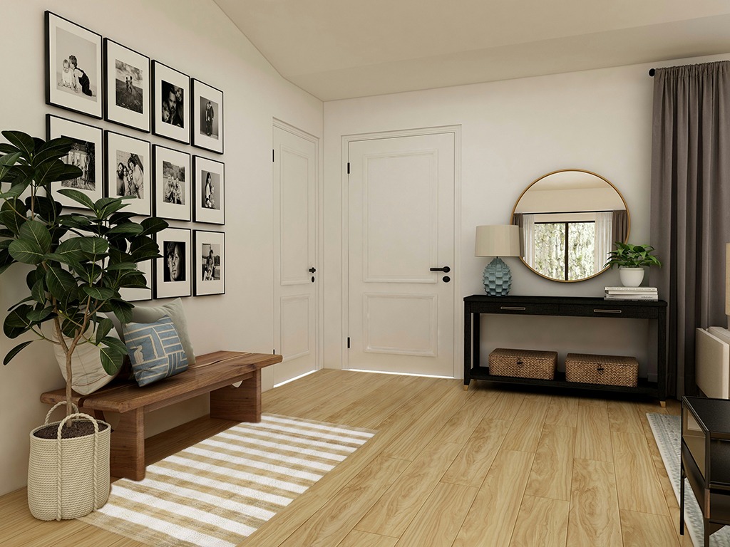 Farmhouse rug ideas in Transitional Minimalistic Entryway
