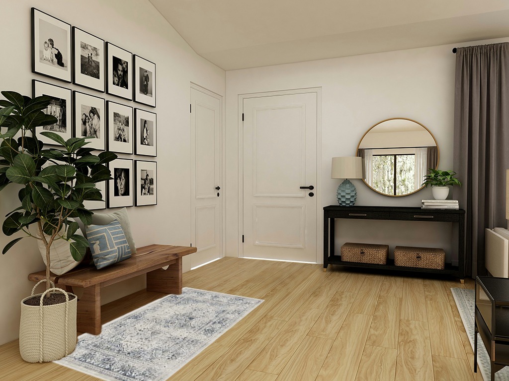 Front porch rugs ideas in Transitional Minimalistic Entryway
