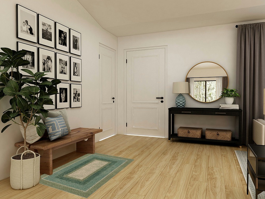 Front porch rugs ideas in Transitional Minimalistic Entryway