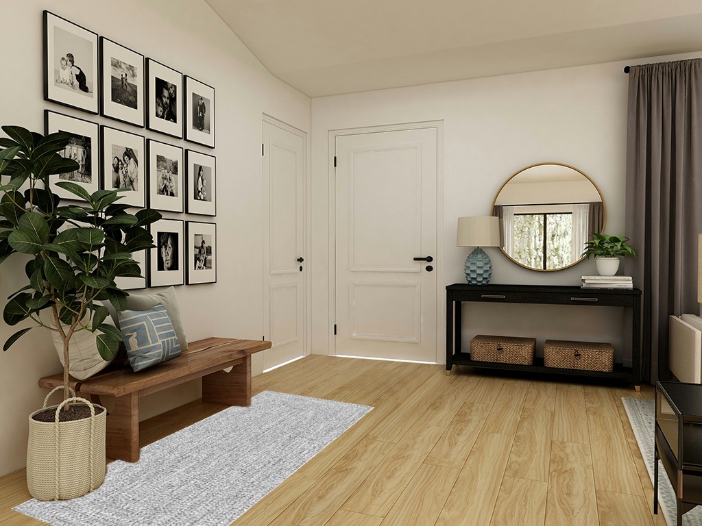 Round entryway rug ideas in Transitional Minimalistic Entryway