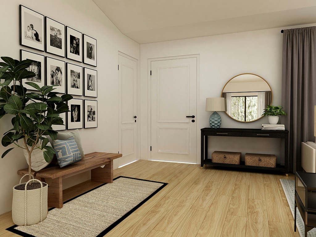 Round entryway rug ideas in Transitional Minimalistic Entryway
