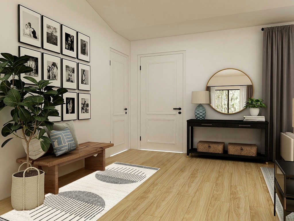 Round entryway rug ideas in Transitional Minimalistic Entryway