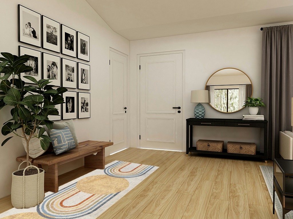 Round entryway rug ideas in Transitional Minimalistic Entryway