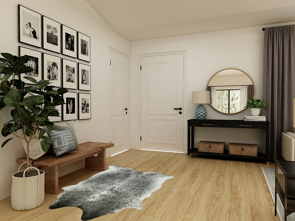 Rtizon Faux Cowhide Rug for Living Room, 3.9 x 4.6 Feet Grey, Cow Print Skins Rug for Bedroom, Durable Premium Faux Fur Animal Cow Hide Rugs Carpet for Western Decor in Transitional Minimalistic Entryway