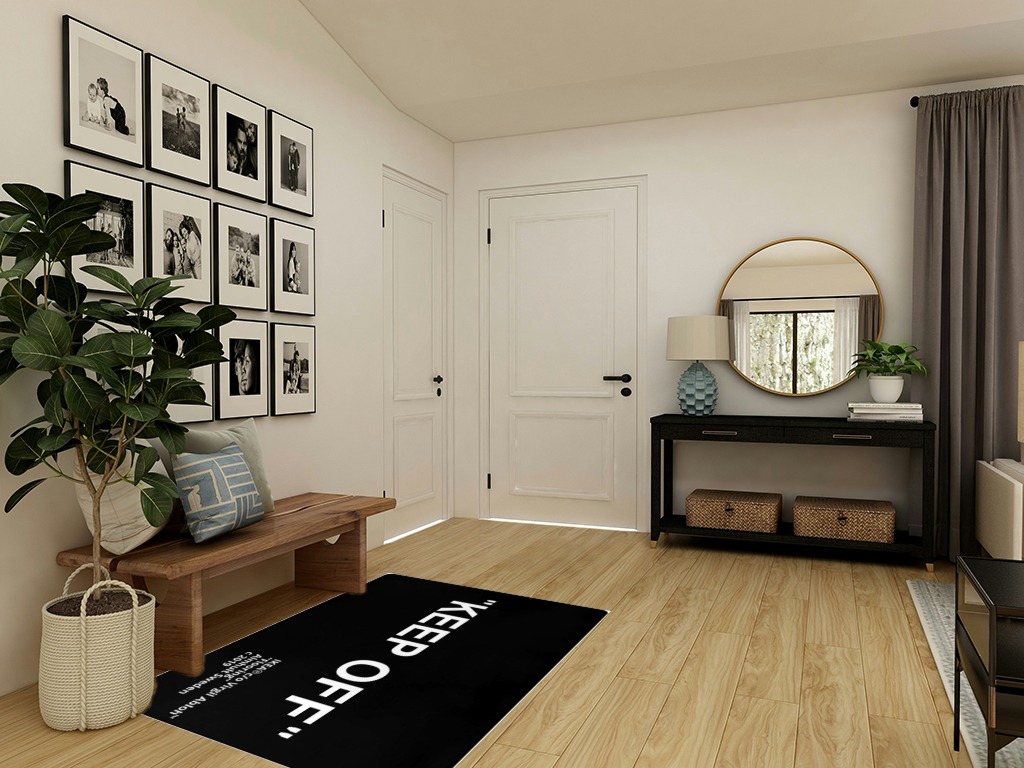 Keep Off Area Rug Black Modern Large Carpet Non-Slip Floor Mat for Living Room Bedroom Desk Wood Floor Playroom Home Decoration Rugs 4'x 5.3' in Transitional Minimalistic Entryway