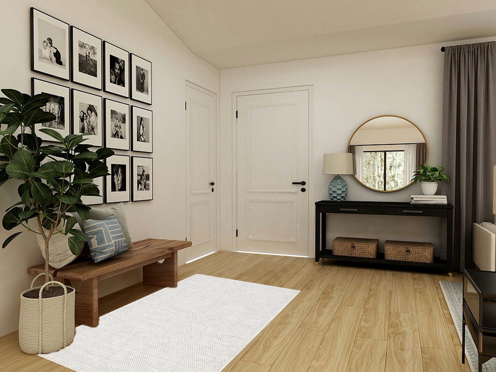 Round entryway rug ideas in Transitional Minimalistic Entryway