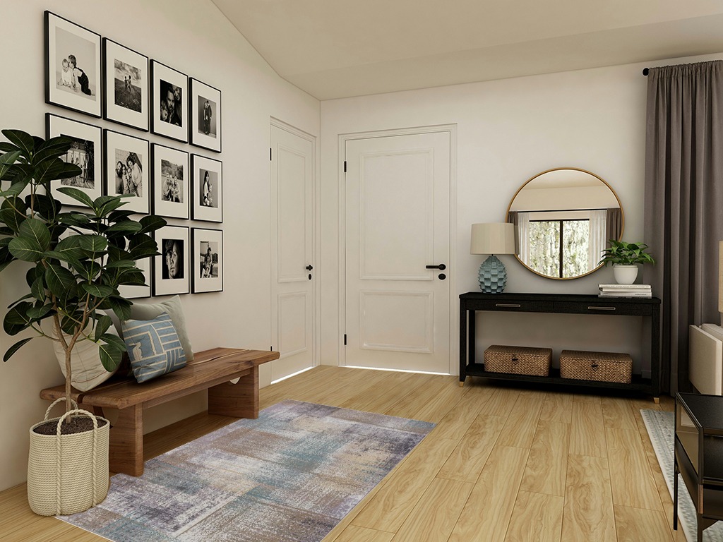Modern area rug ideas in Transitional Minimalistic Entryway