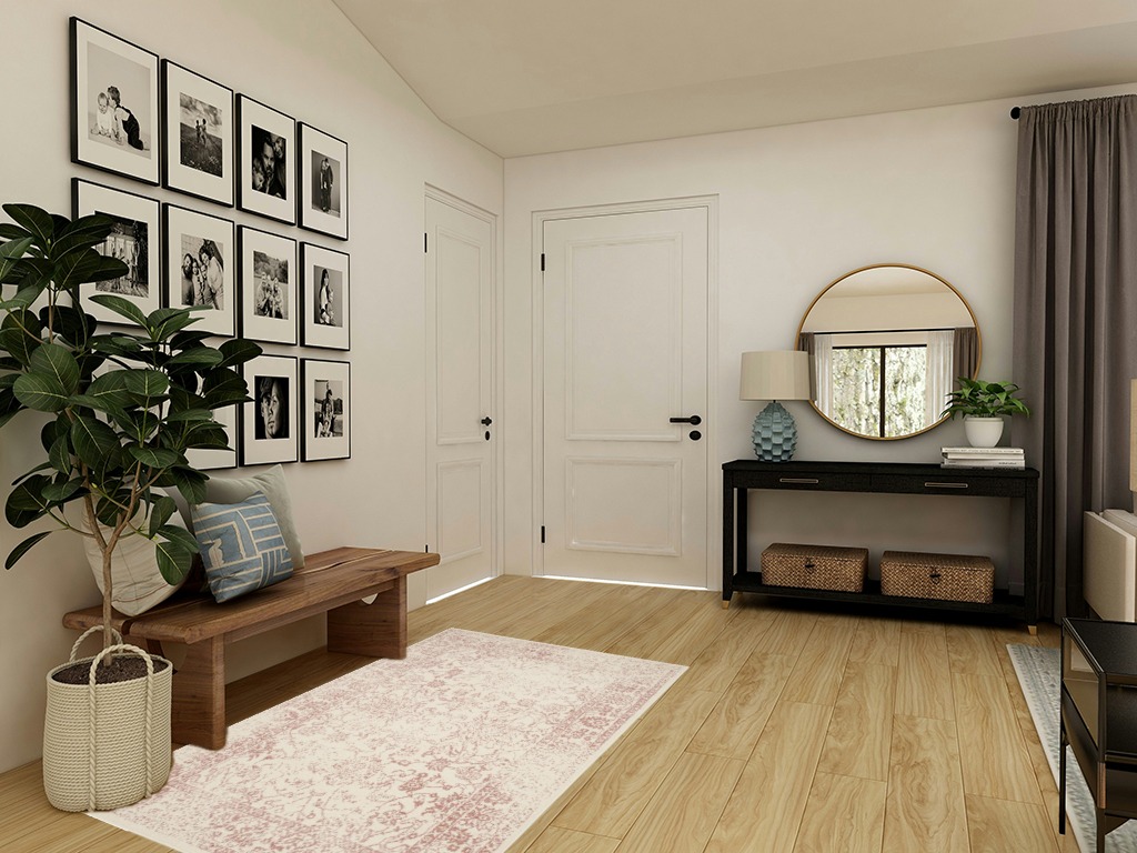 Round entryway rug ideas in Transitional Minimalistic Entryway