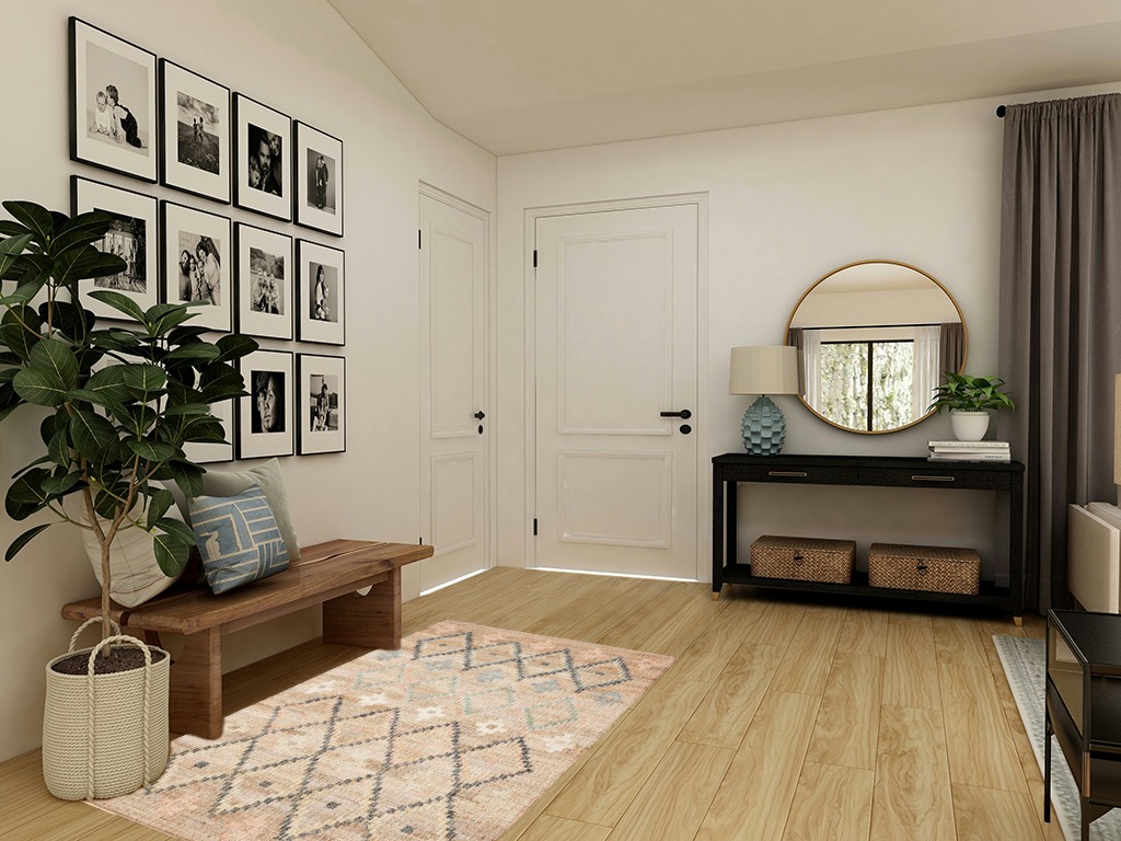 Round entryway rug ideas in Transitional Minimalistic Entryway