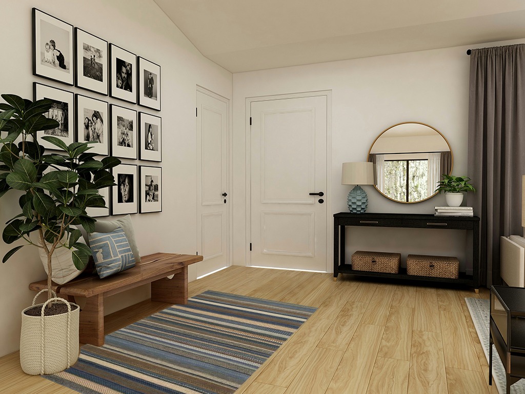 Round entryway rug ideas in Transitional Minimalistic Entryway