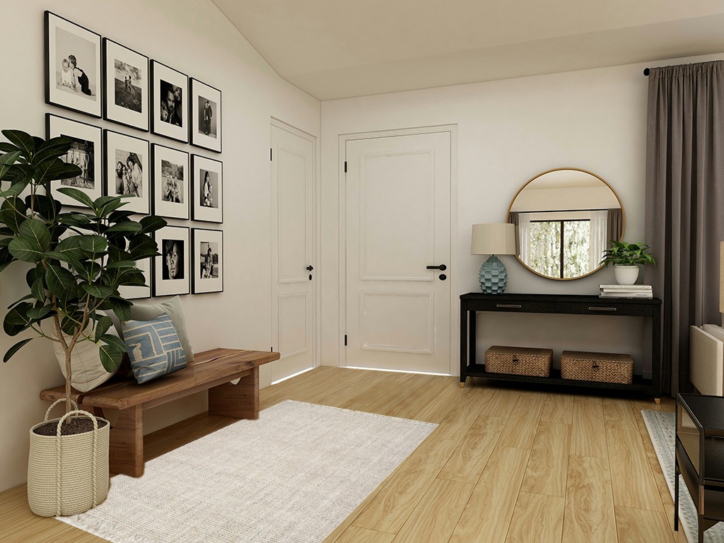 Farmhouse rug ideas in Transitional Minimalistic Entryway