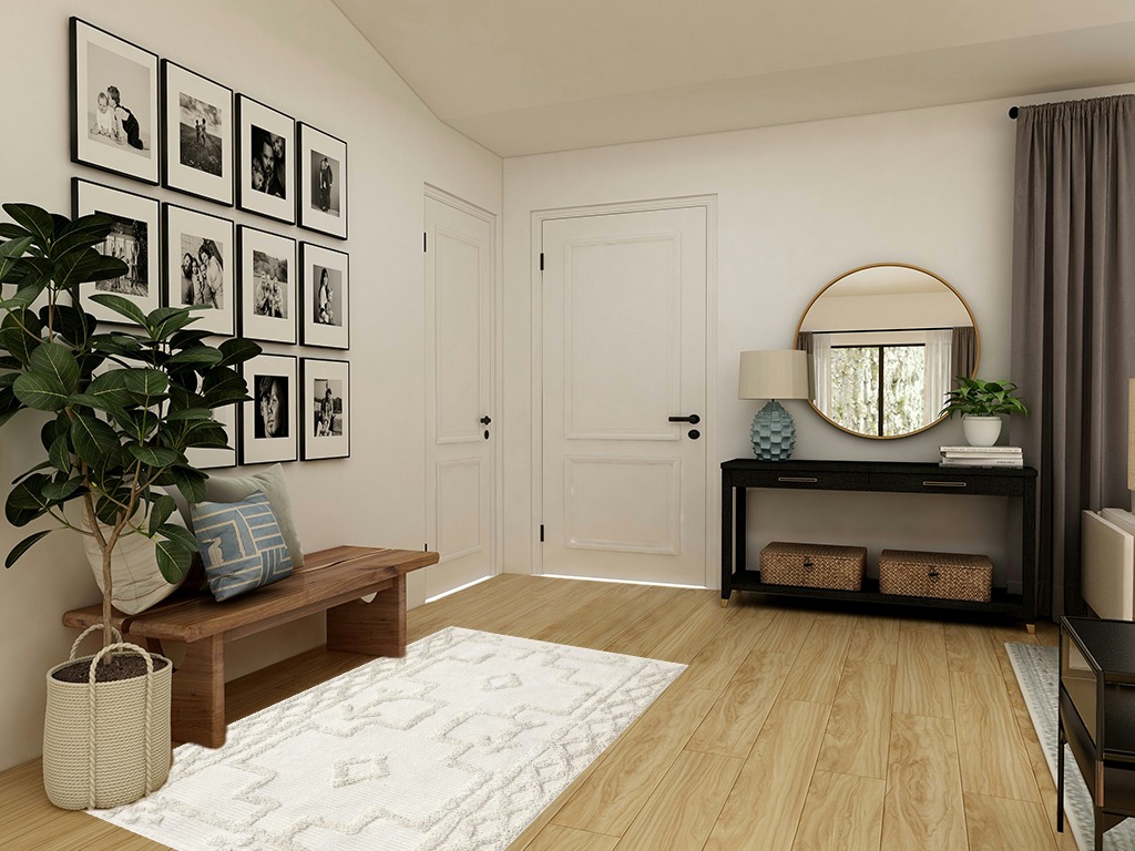 Round entryway rug ideas in Transitional Minimalistic Entryway
