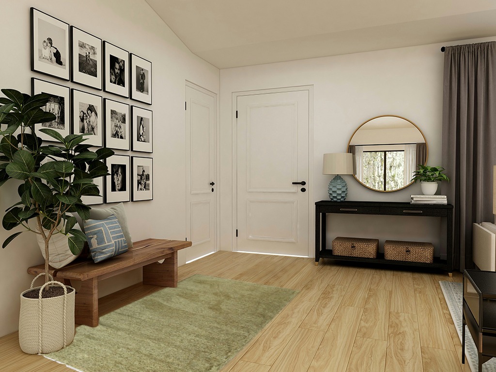 Green rug ideas in Transitional Minimalistic Entryway