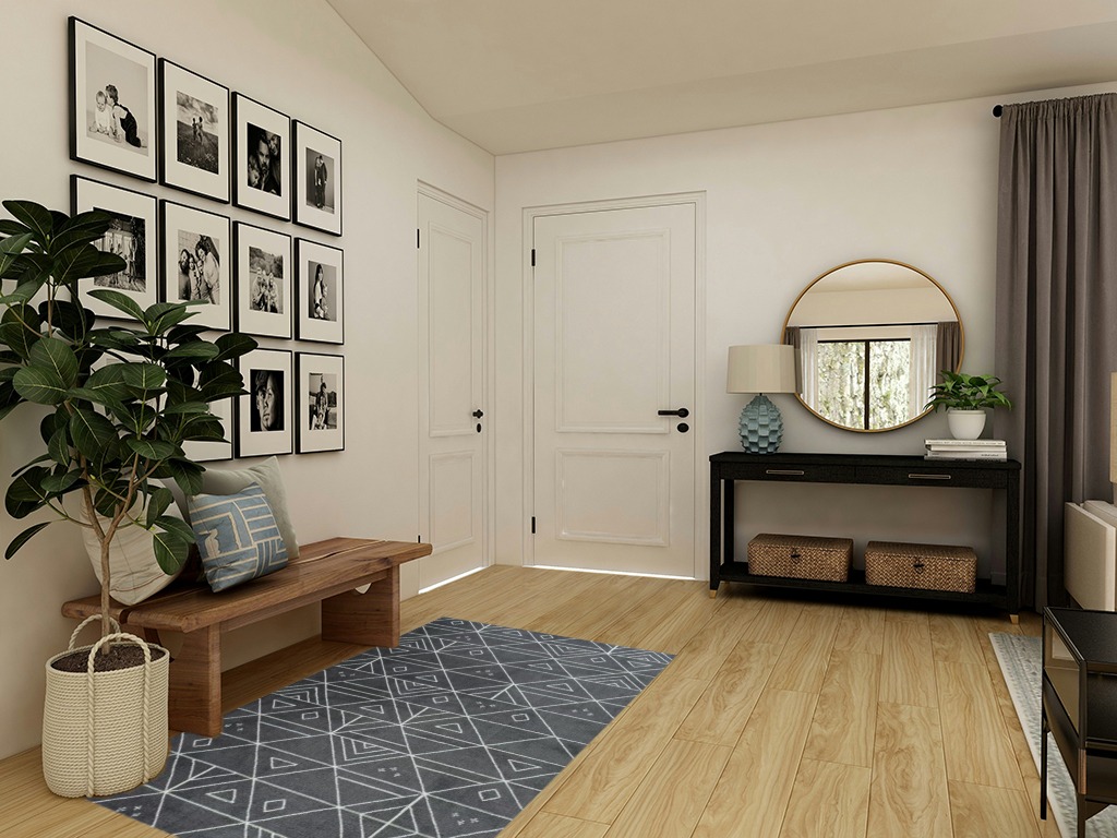 Round entryway rug ideas in Transitional Minimalistic Entryway