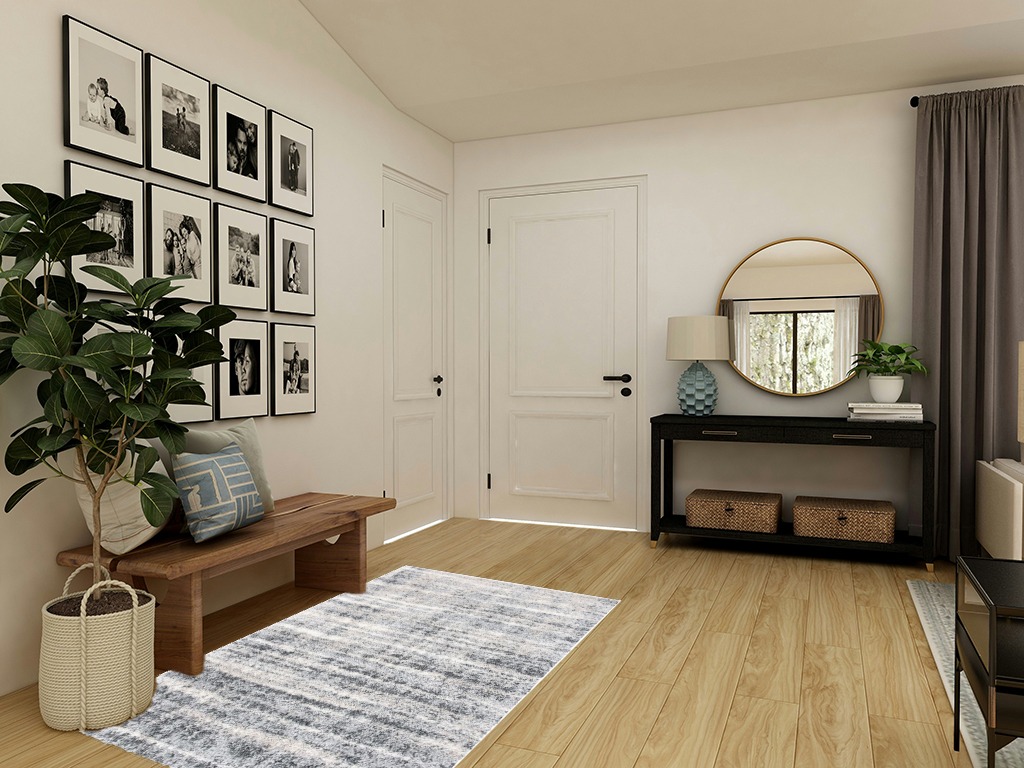 Round entryway rug ideas in Transitional Minimalistic Entryway