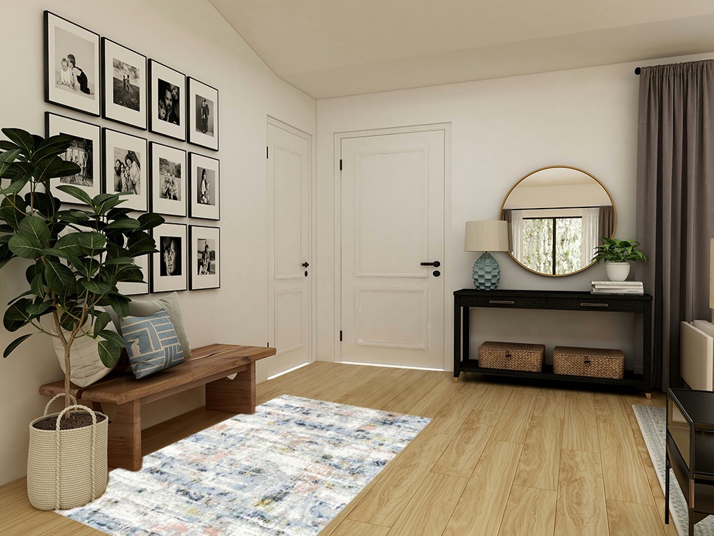Blue rug ideas in Transitional Minimalistic Entryway