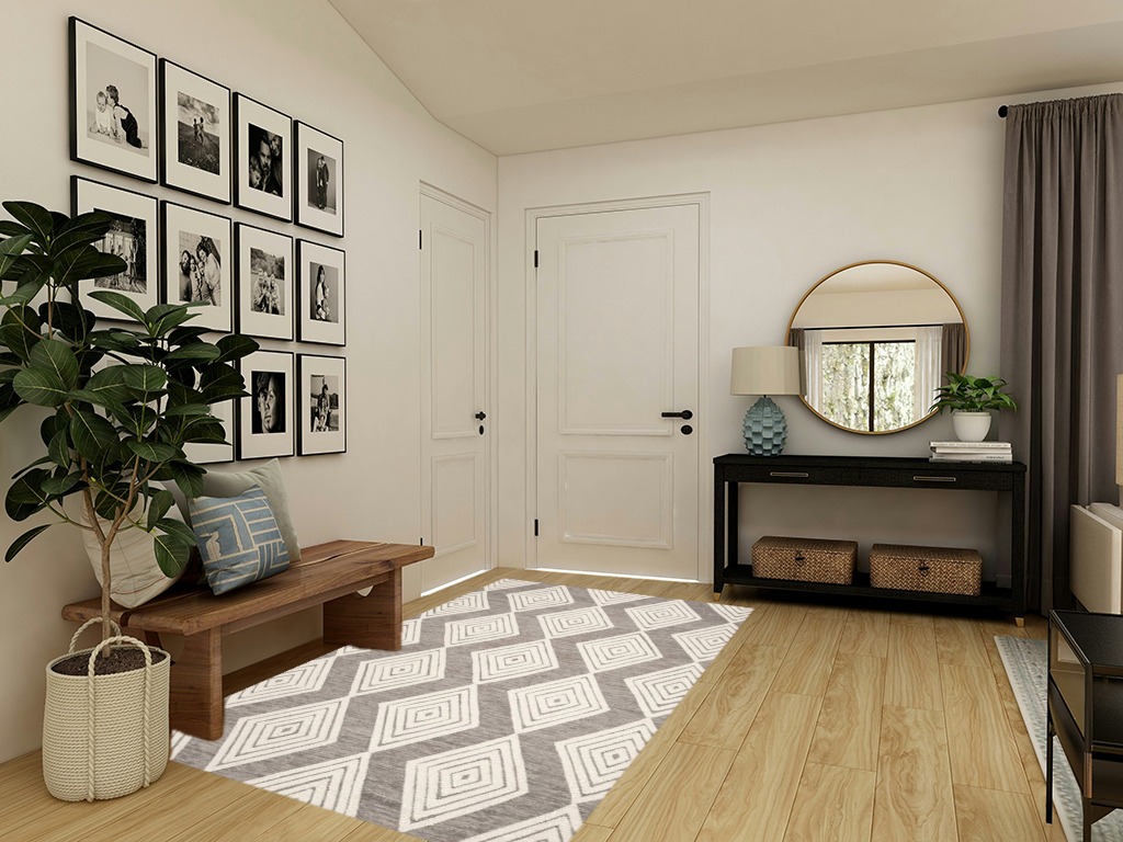 Farwell Geometric Dark Gray/Ivory Area Rug Mercury Row Rug Size: Rectangle 5' x 8' in Transitional Minimalistic Entryway